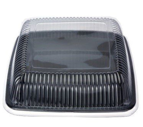 12'' SQUARE PLATTER BLK WITH CLEAR LID