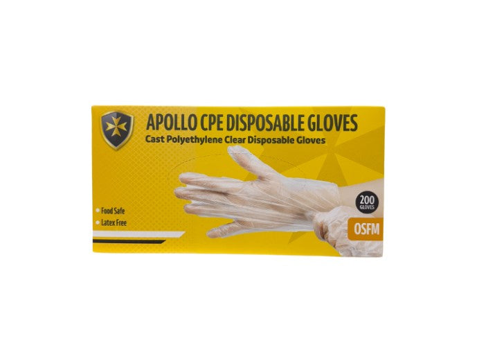 APOLLO DISPOSABLE CPE GLOVES (PKT 200)