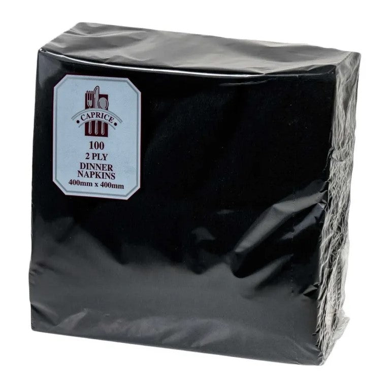 CAPRICE 2 PLY DINNER BLACK (PKT 100)