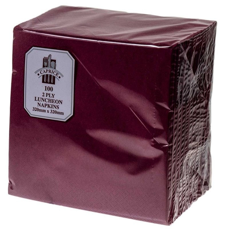 CAPRICE 2 PLY DINNER BURGUNDY (PKT 100)