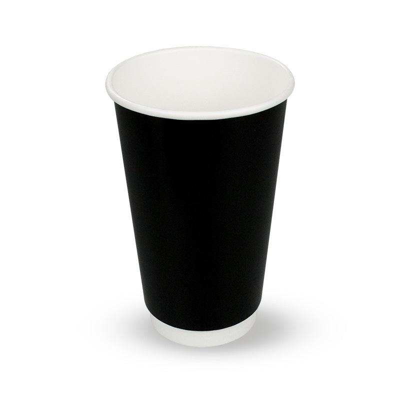 SMOOTH 16OZ D/WALL BLACK CUPS (20/CTN)