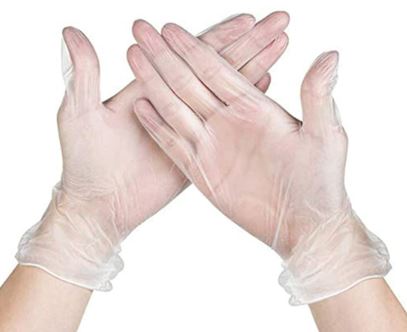 CLEAR VINYL GLOVES P/FREE MEDIUM