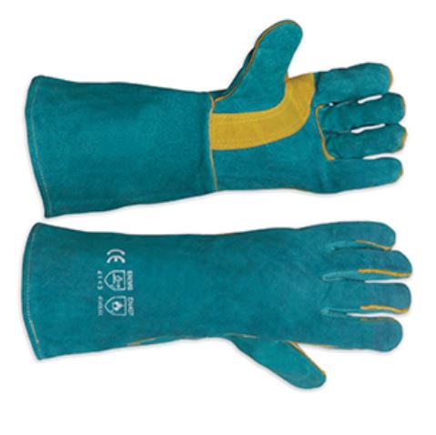 GREEN LEATHER WELDER GLOVES REIN 40