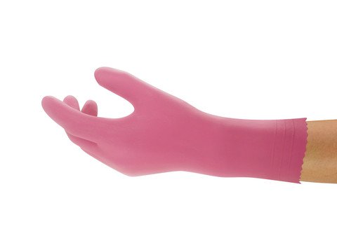 SIZE 10 SILVERLINED RUBBER GLOVES PREM PINK
