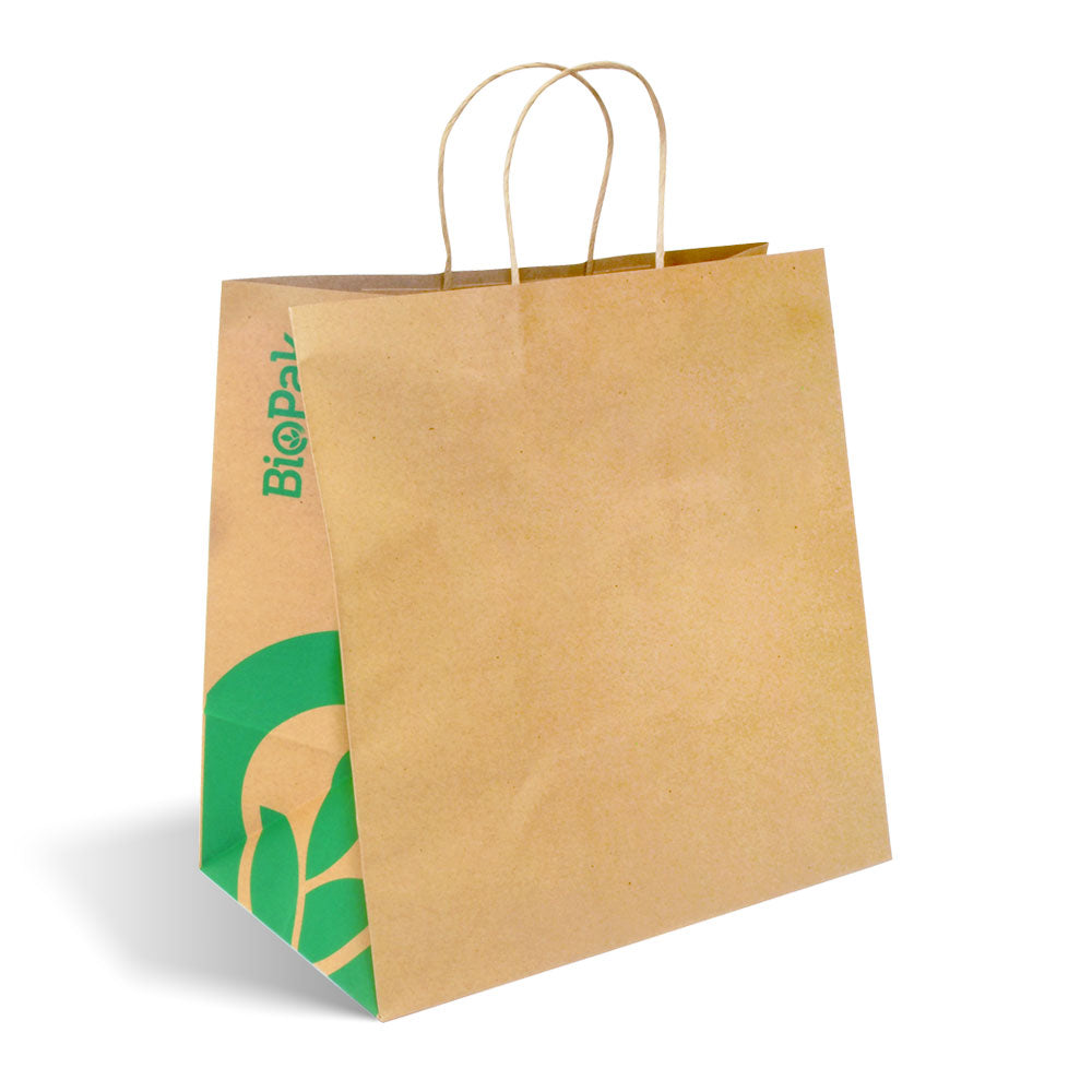 BIOPAK JUMBO TWIST HANDLE PAPER BAGS (CTN 150)
