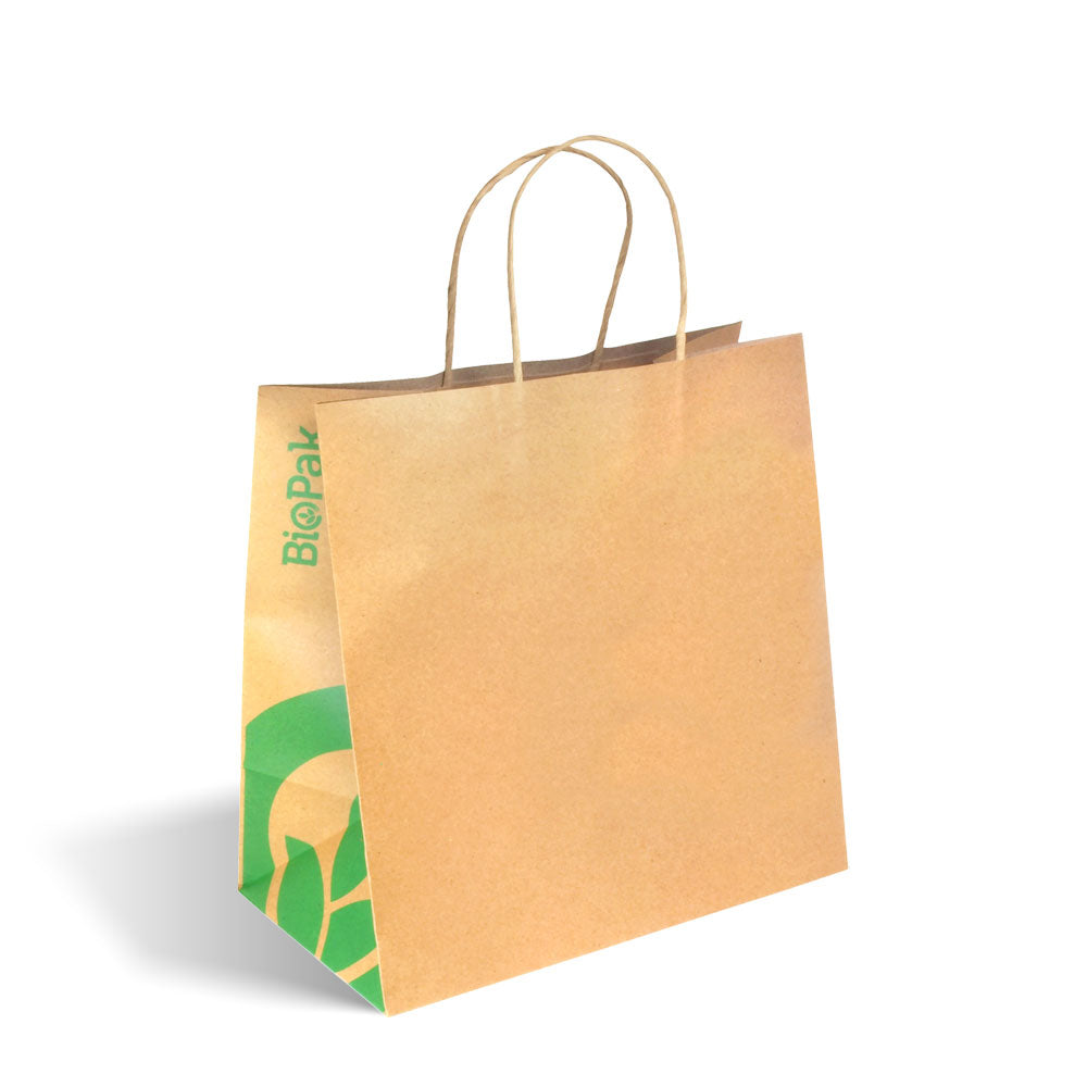 BIOPAK LARGE TWIST HANDLE PAPER BAGS (CTN 250)