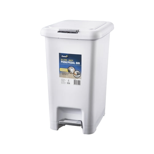 OATES 30L PUSH PEDAL BIN WHITE