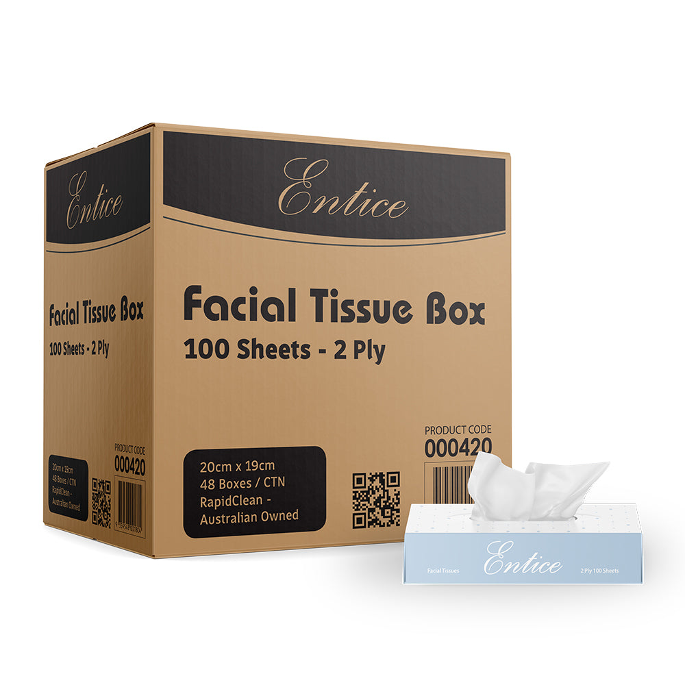 ENTICE FACIAL TISSUES - 100/PKT (48/CTN)