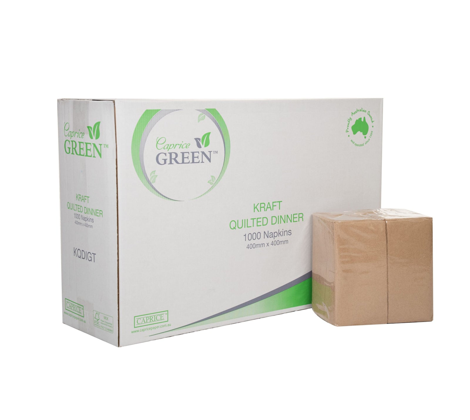 CAPRICE KRAFT QUILTED DINNNER NAPKIN 1/8 FOLD (PKT 100)