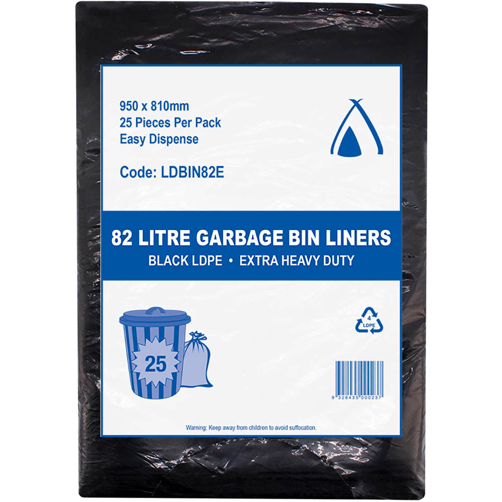 82LT BLACK GARBAGE BAGS XTRA H/DUTY