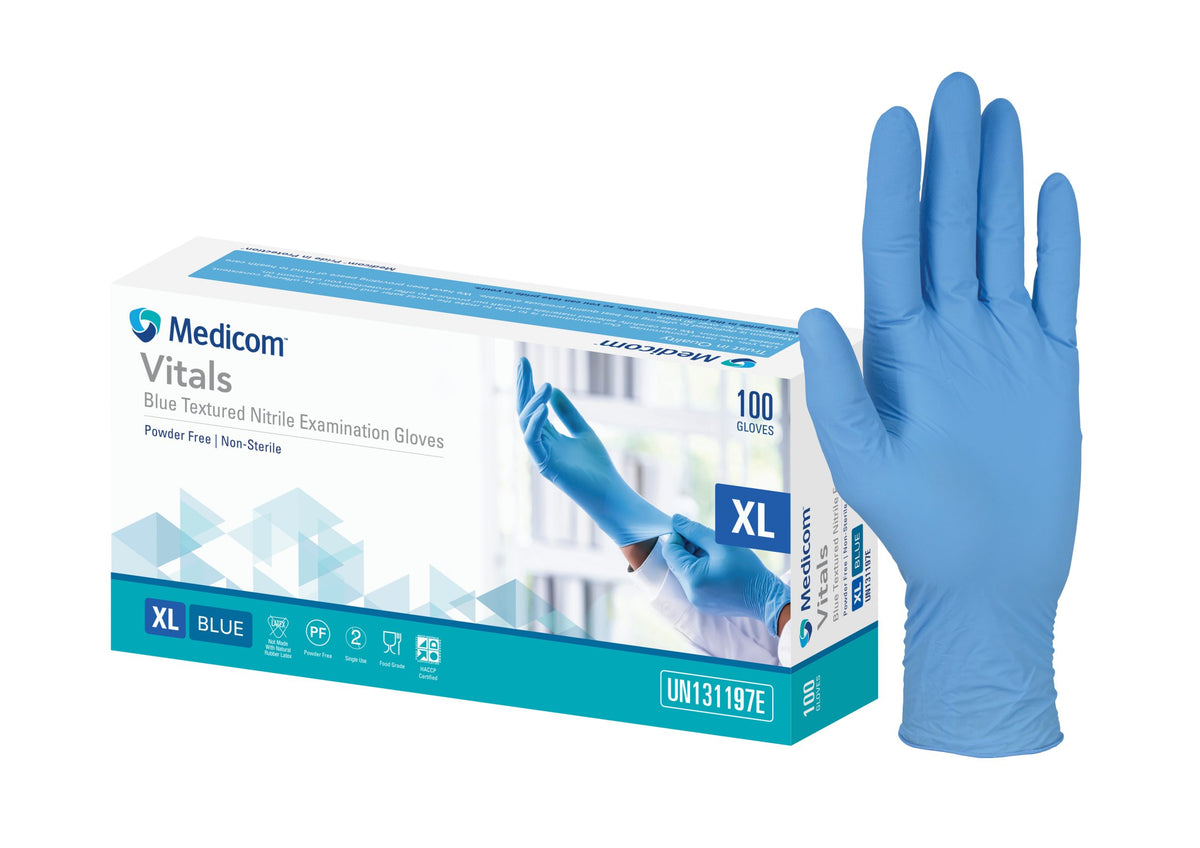 BLUE NITRILE P/F GLOVE LARGE (PKT 100)