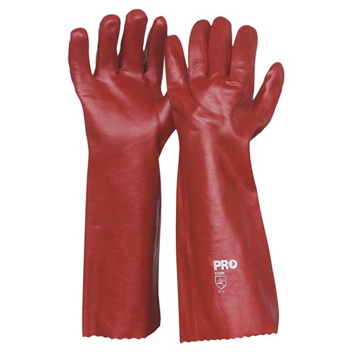 RED PVC 18 GLOVES (45CM)