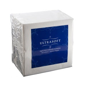 CAPRICE WHITE QUILTED DINNER NAPKIN 1/8 FOLD (PKT 100)