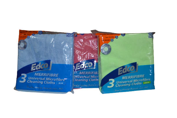 Edco Merrifibre Universal Microfibre Cleaning Cloths - Pack 3 Green