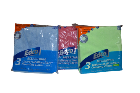 Edco Merrifibre Universal Microfibre Cleaning Cloths - Pack 3 Blue
