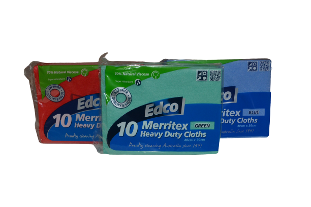 Edco Merritex Heavy Duty Cloths - 40cm x 30cm -  Pack 10 Green